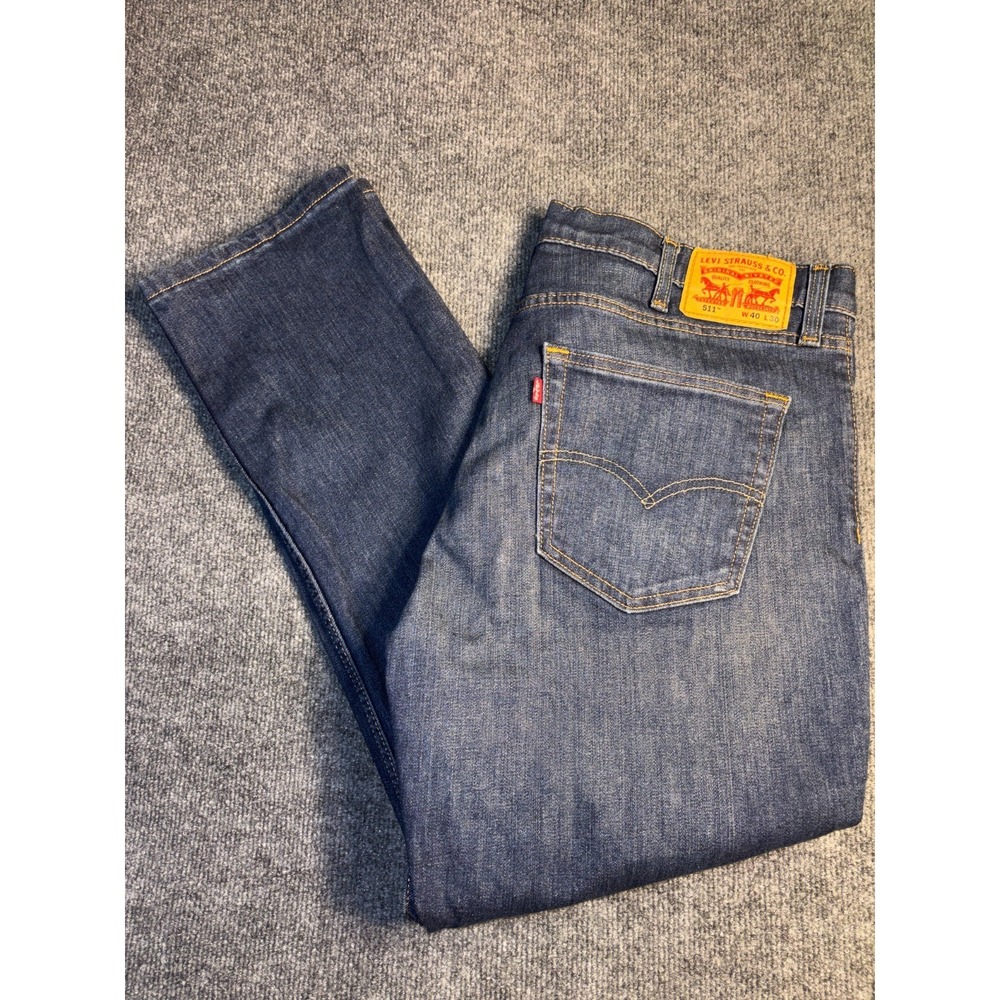Levi's 511 Jeans Men's 40x30 Blue Denim Medium Wash Red Tab Boho Straight Leg